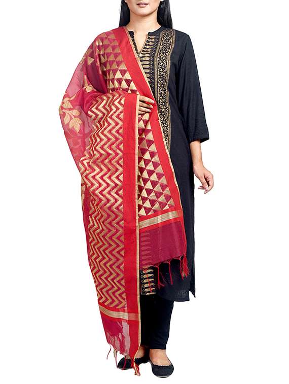 pink cotton blend dupatta