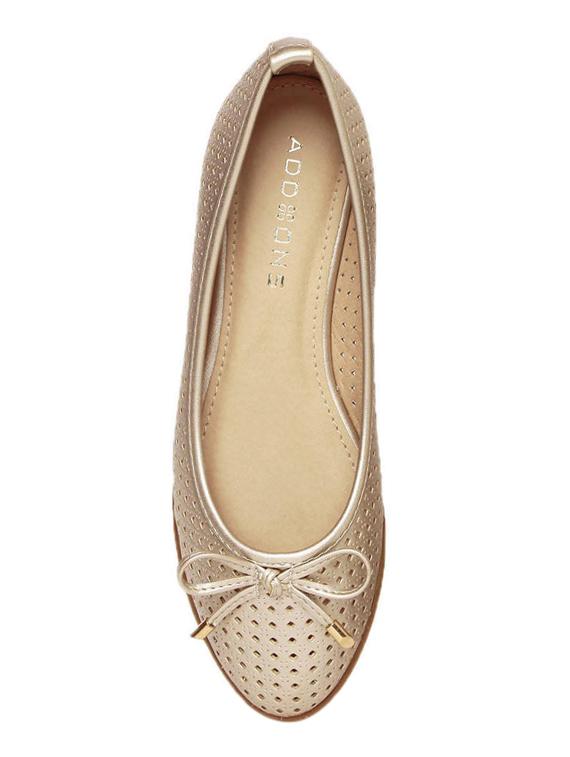 gold slip on ballerinas - 15492076 - Standard Image - 3