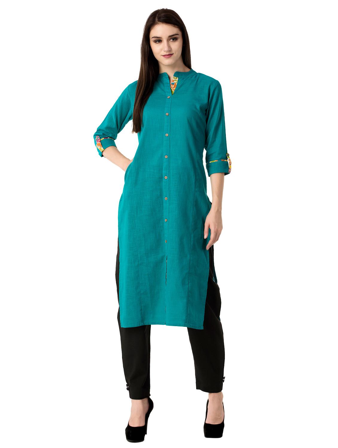 solid straight kurta - 15493093 - Zoom Image - 0