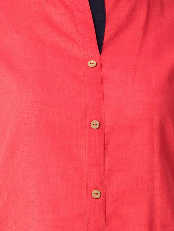 rose red straight kurta - 15493095 - Standard Image - 3
