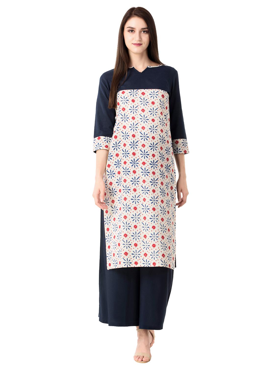 printed straight kurta - 15493096 - Zoom Image - 0