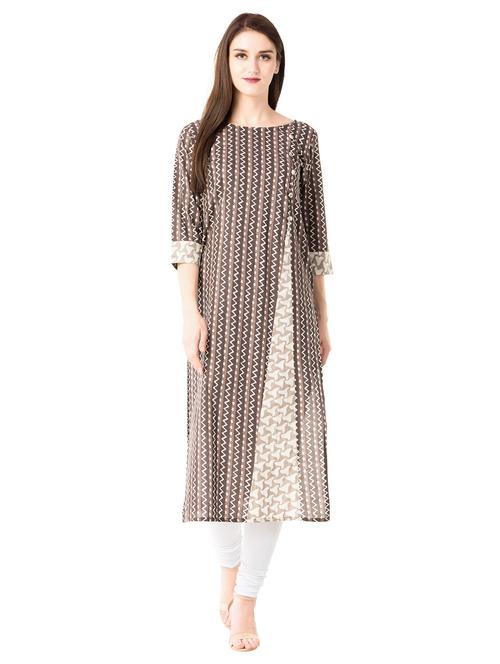 chevron straight kurta - 15493100 -  Standard Image - 0