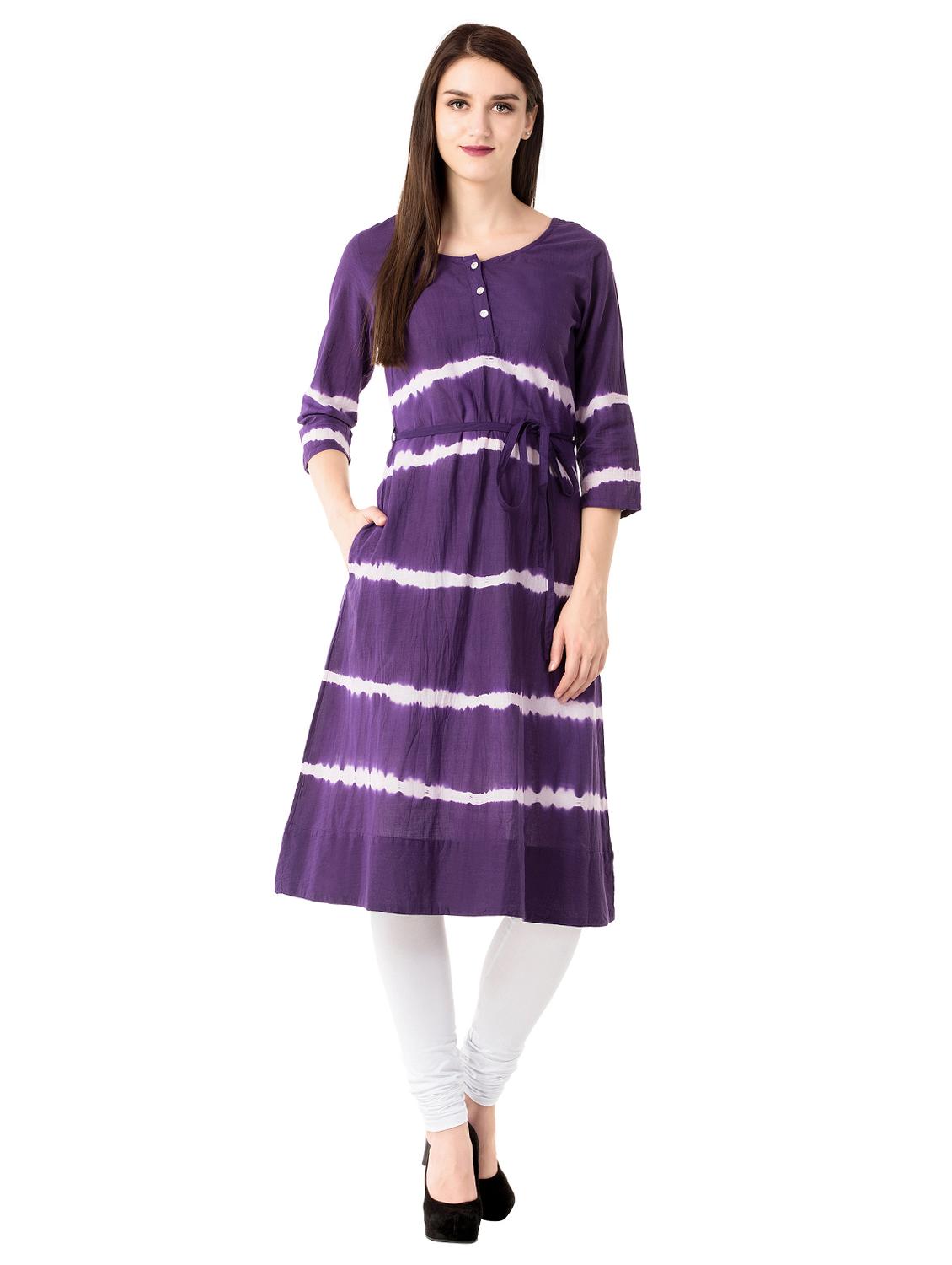 tie & dye a-line kurta - 15493102 - Zoom Image - 0