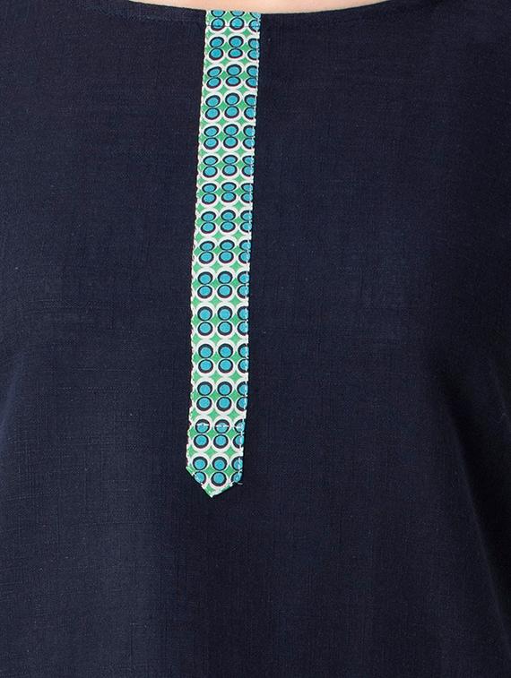 blue straight kurti - 15493105 - Standard Image - 3
