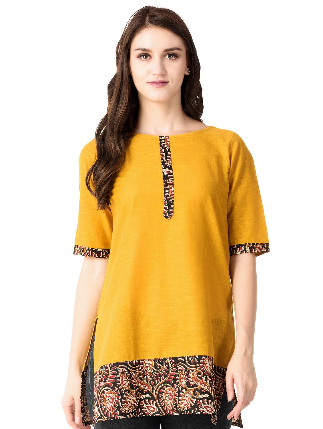 mustard straight kurti - 15493106 - Zoom Image - 0