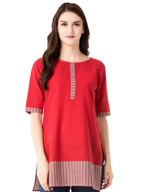 red straight kurti - 15493108 -  Standard Image - 0