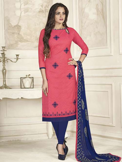 embroidered unstitched churidaar suit - 15493182 - Standard Image - 0