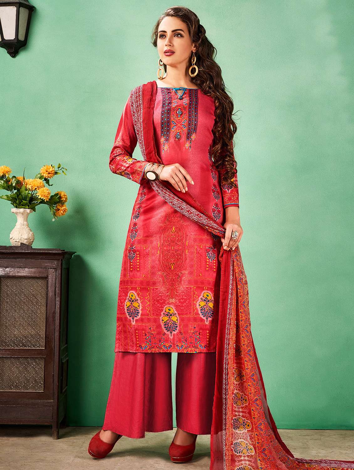 printed unstitched palazzo suit