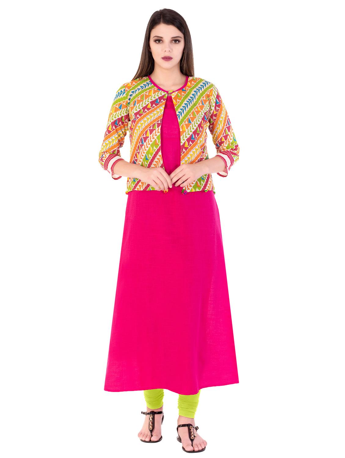 a-line kurta with jacket - 15493408 -  Zoom Image - 0