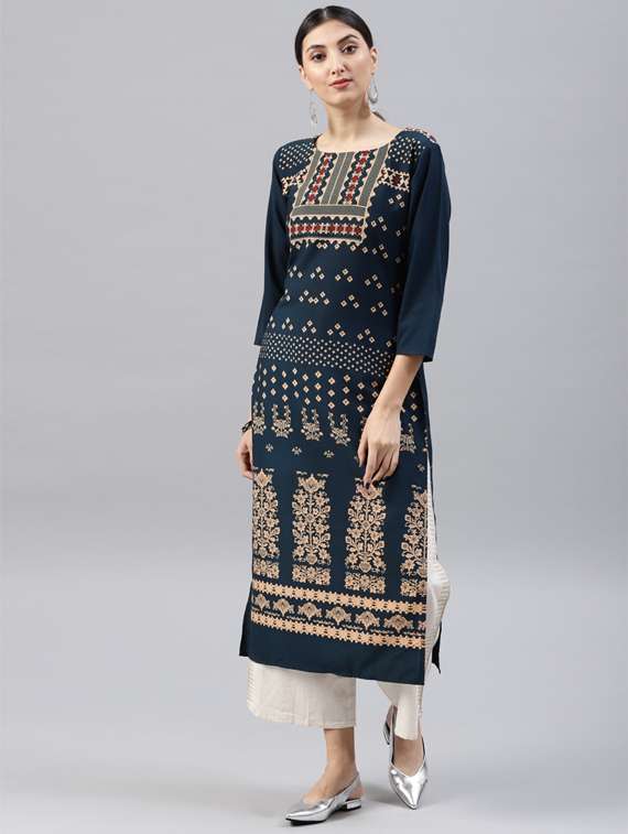 printed straight kurta