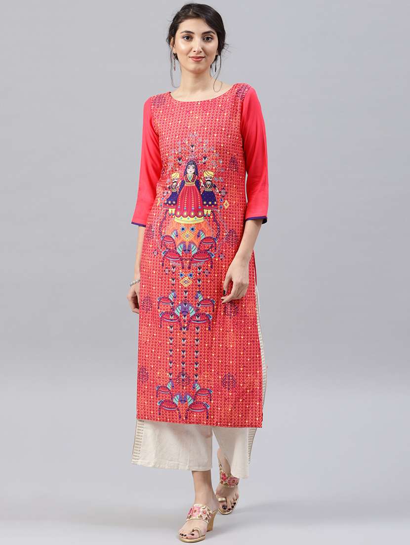 printed straight kurta