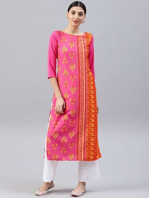 printed straight kurta