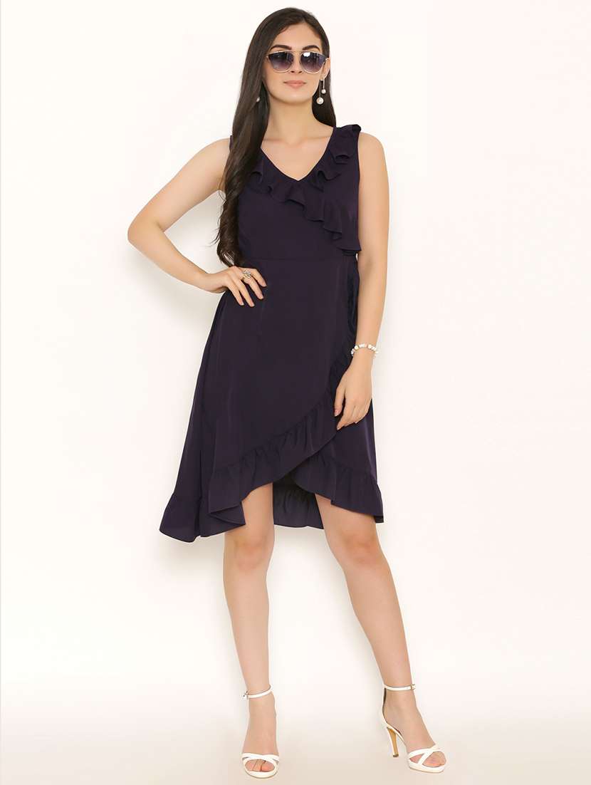 v-neck ruffled dress - 15498678 - Standard Image - 3