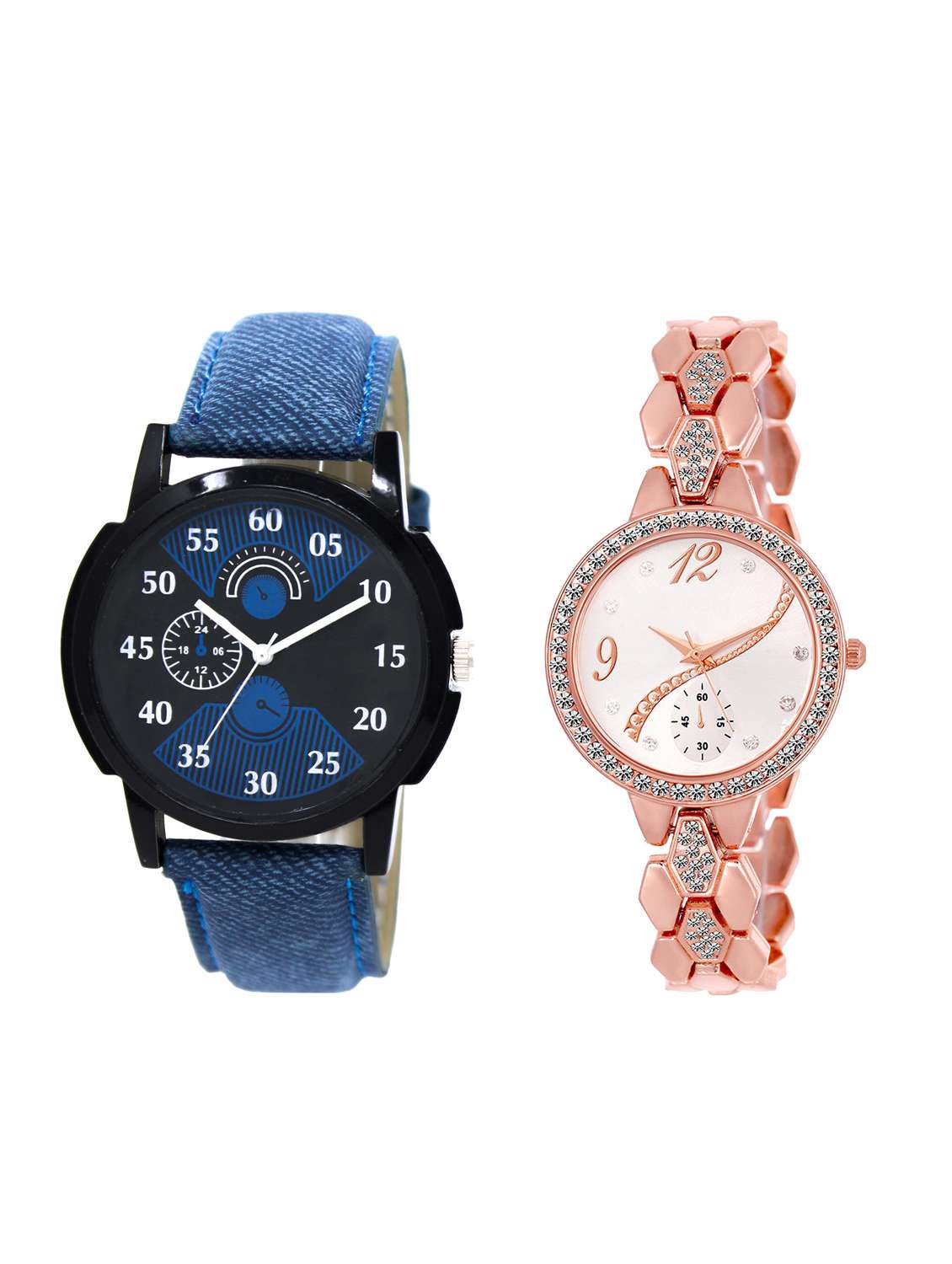 acnos round dial analog couple watch(wat-lr-02-215-combo)