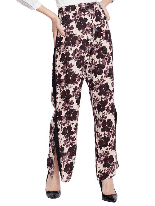 side slit floral wide leg trouser - 15502734 -  Standard Image - 0