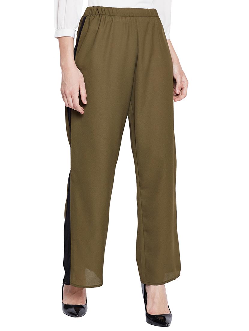 contrast taping side slit trouser - 15502736 -  Zoom Image - 0