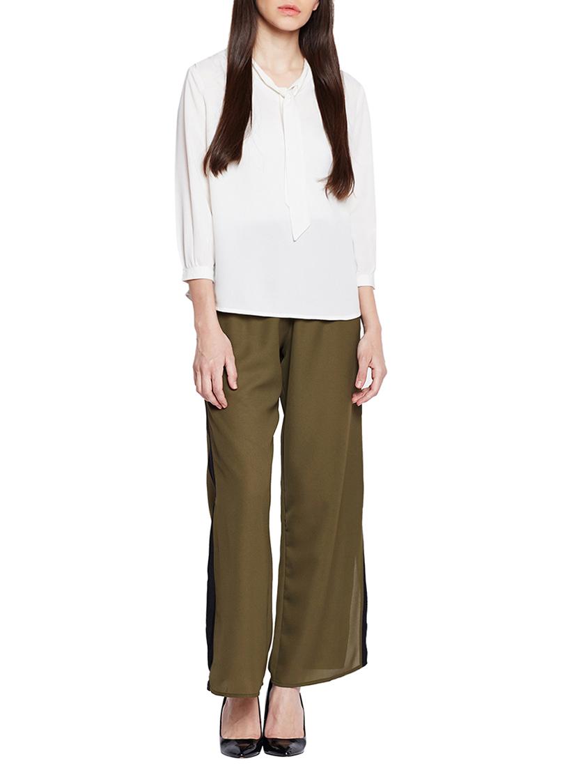 contrast taping side slit trouser - 15502736 - Standard Image - 3