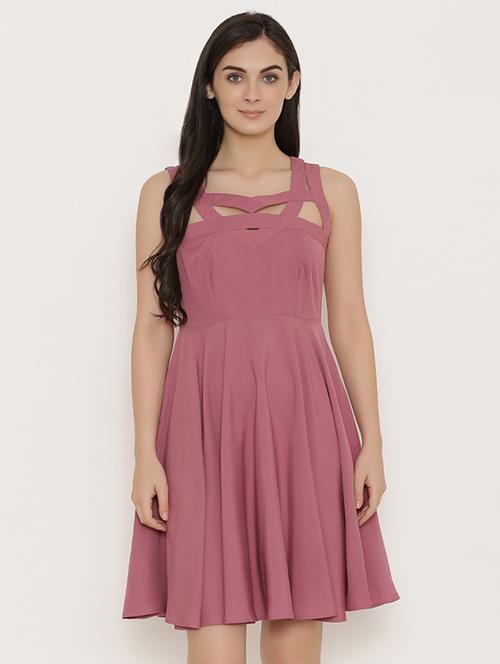 neck cutout flared dress - 15503575 -  Standard Image - 0