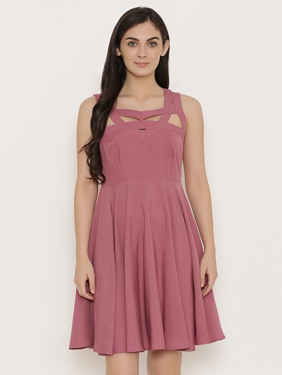 neck cutout flared dress - 15503575 -  Zoom Image - 0