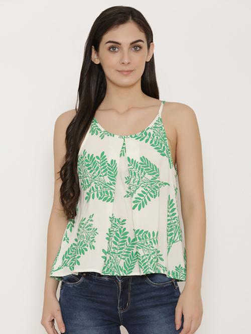 front pleat printed cami top - 15503592 -  Standard Image - 0