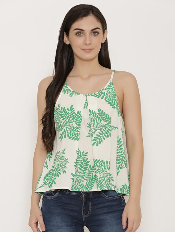 front pleat printed cami top - 15503592 -  Zoom Image - 0