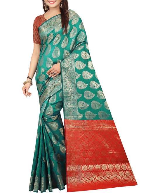 zari butti banarasi saree saree with blouse - 15504070 - Standard Image - 0