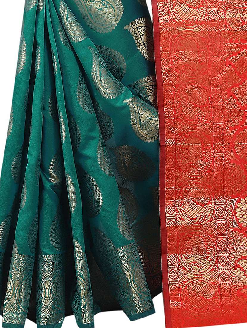 zari butti banarasi saree saree with blouse - 15504070 - Standard Image - 3