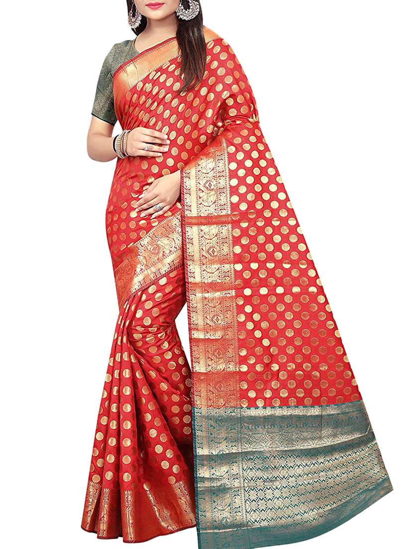 zari butti banarasi saree with blouse - 15504071 -  Zoom Image - 0