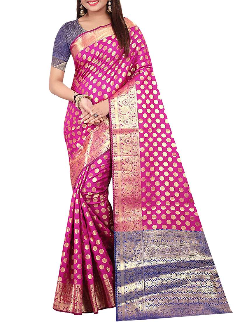 zari butti banarasi saree with blouse - 15504072 - Zoom Image - 0