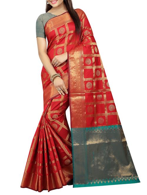 zari butti banarasi saree with blouse - 15504074 - Standard Image - 0