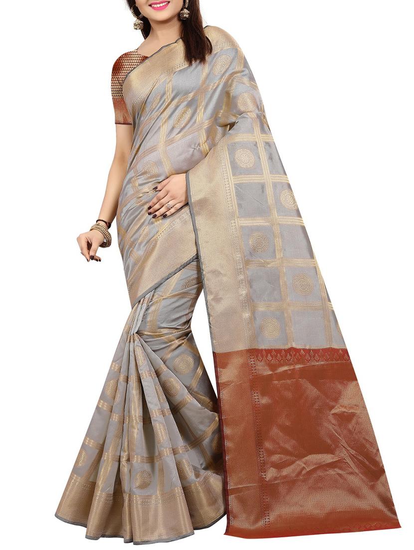zari jacquard banarasi saree with blouse - 15504077 - Zoom Image - 0