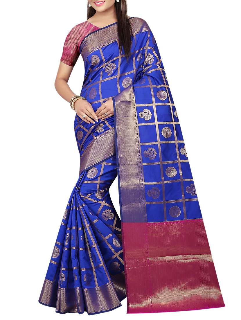 zari jacquard banarasi saree with blouse - 15504081 - Zoom Image - 0
