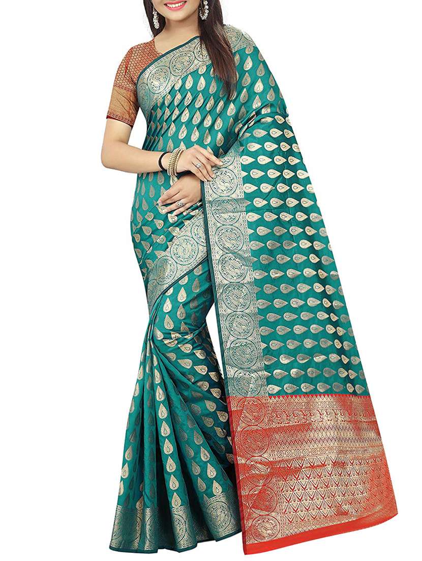 zari weave banarsi saree with blouse - 15504086 - Zoom Image - 0