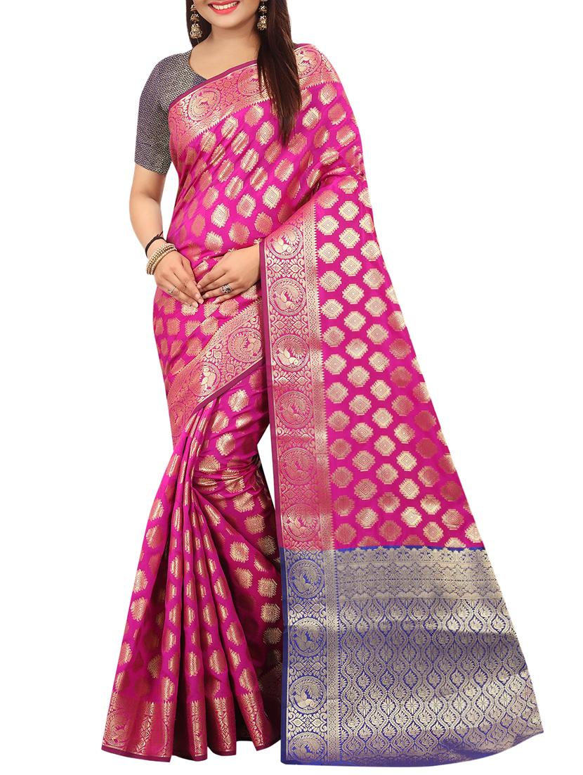 zari jacquard banarasi saree with blouse - 15504089 - Zoom Image - 0