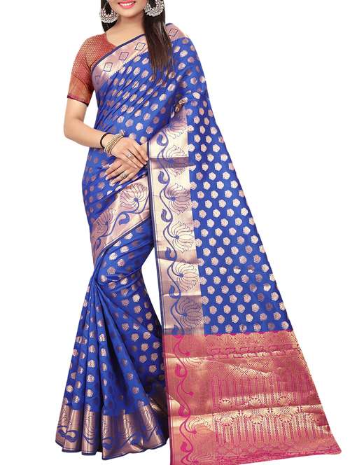 zari jacquard banarasi saree with blouse - 15504092 - Standard Image - 0
