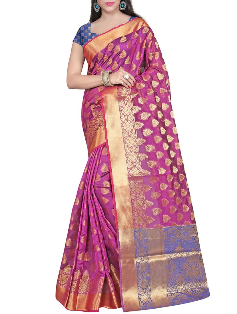 zari motifs banarasi saree with blouse - 15504104 - Zoom Image - 0