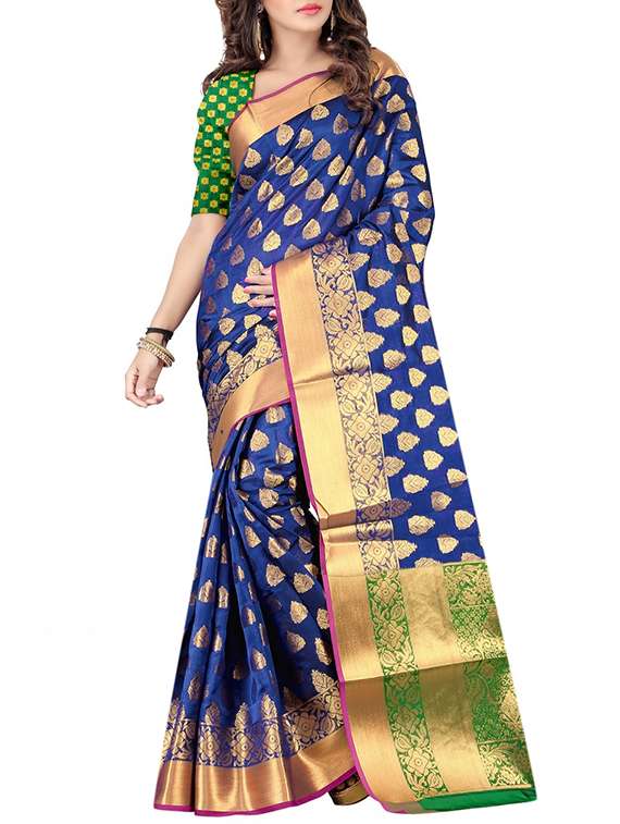 zari motifs banarasi saree with blouse - 15504106 -  Zoom Image - 0