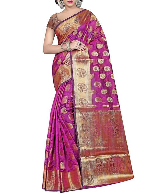 zari paisley banarasi saree with blouse - 15504114 - Standard Image - 0