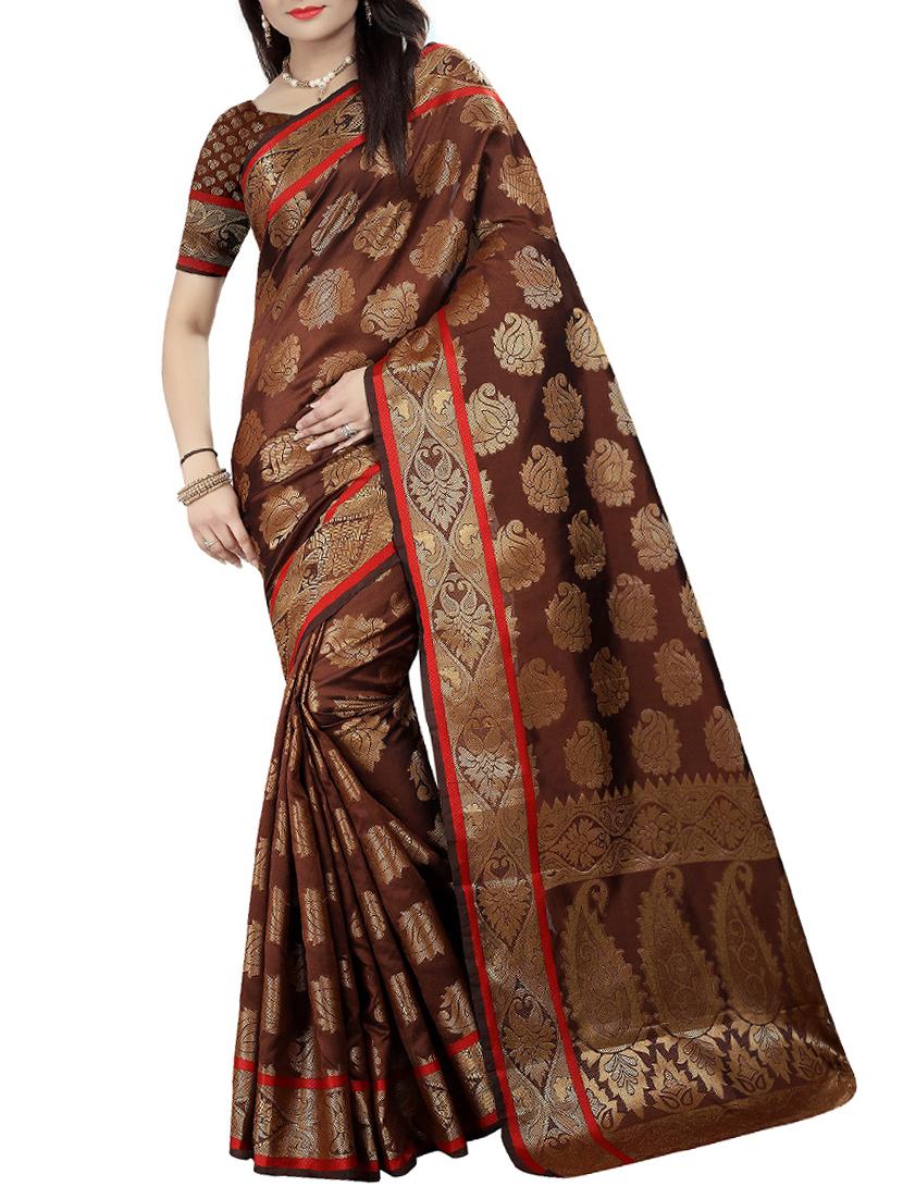 zari weave banarsi saree with blouse - 15504131 - Zoom Image - 0