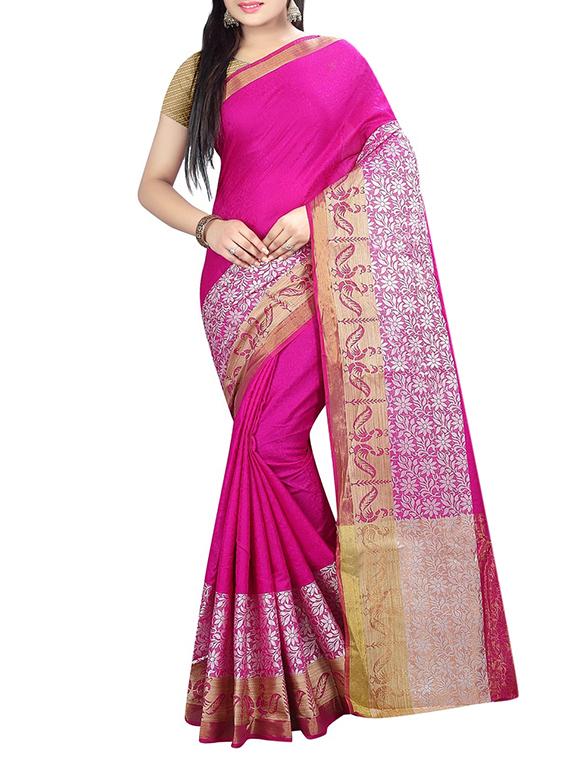 ditsy floral bordered saree with blouse - 15504134 - Zoom Image - 0