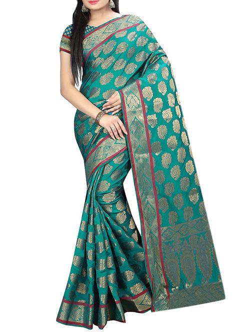 zari paisley banarasi saree with blouse - 15504135 - Standard Image - 0