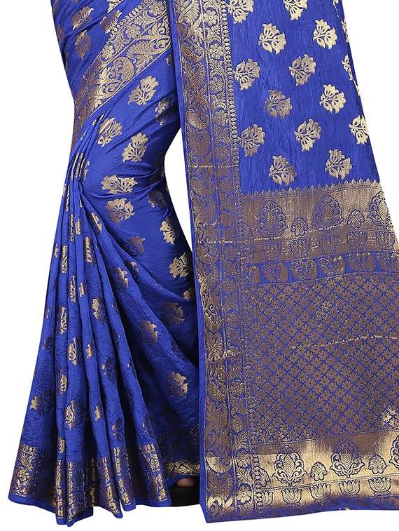 zari jacquard banarasi saree with blouse - 15504138 - Standard Image - 3