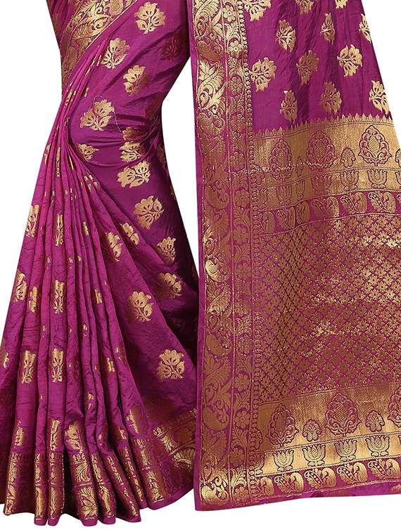 zari jacquard banarasi saree with blouse - 15504139 - Standard Image - 3