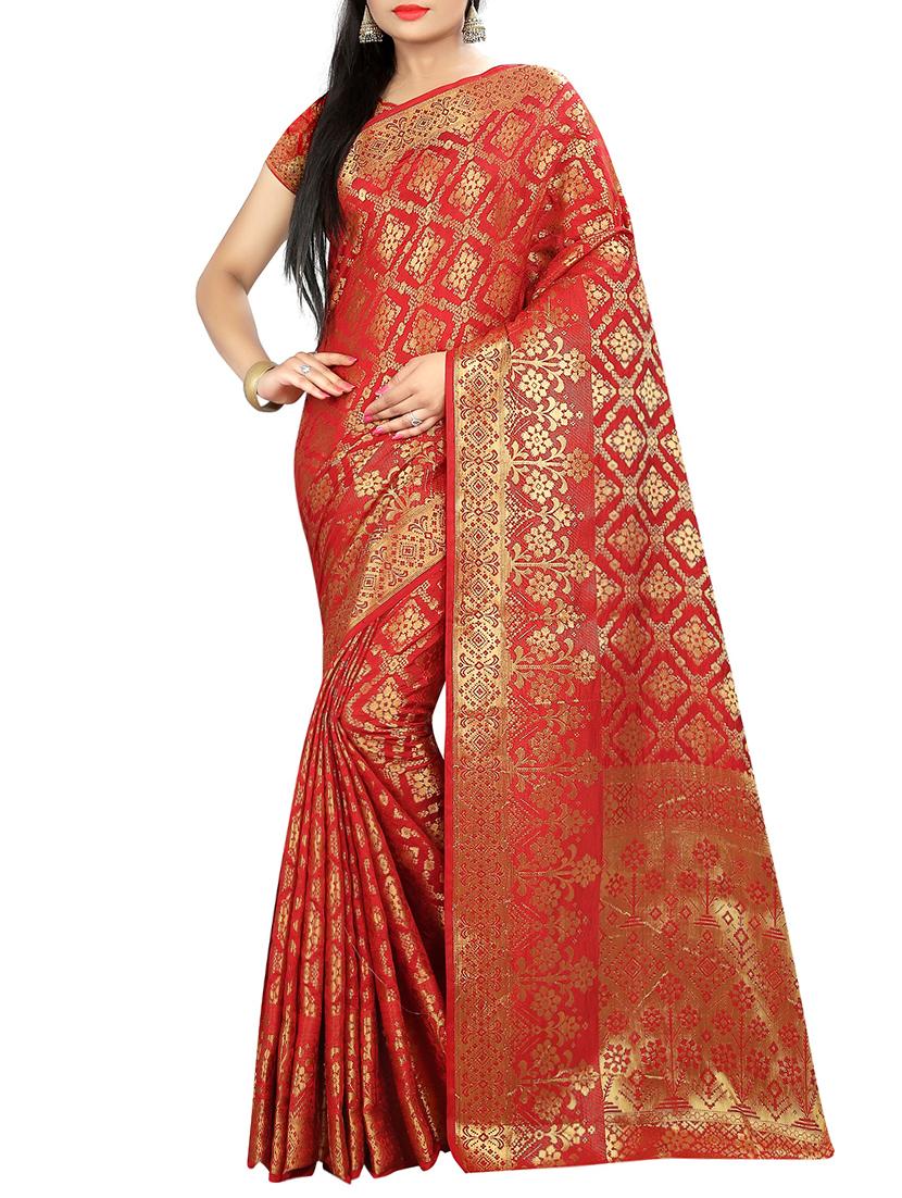 zari motif banarasi saree with blouse - 15504141 - Zoom Image - 0