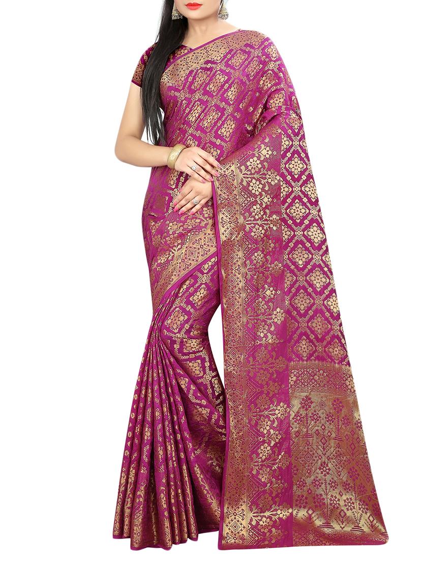 zari motif banarasi saree with blouse - 15504144 - Zoom Image - 0