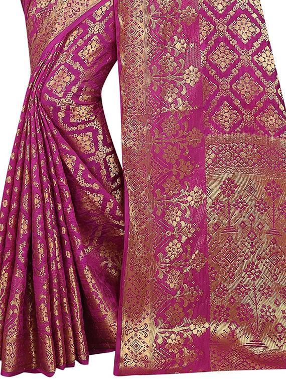 zari motif banarasi saree with blouse - 15504144 - Standard Image - 3