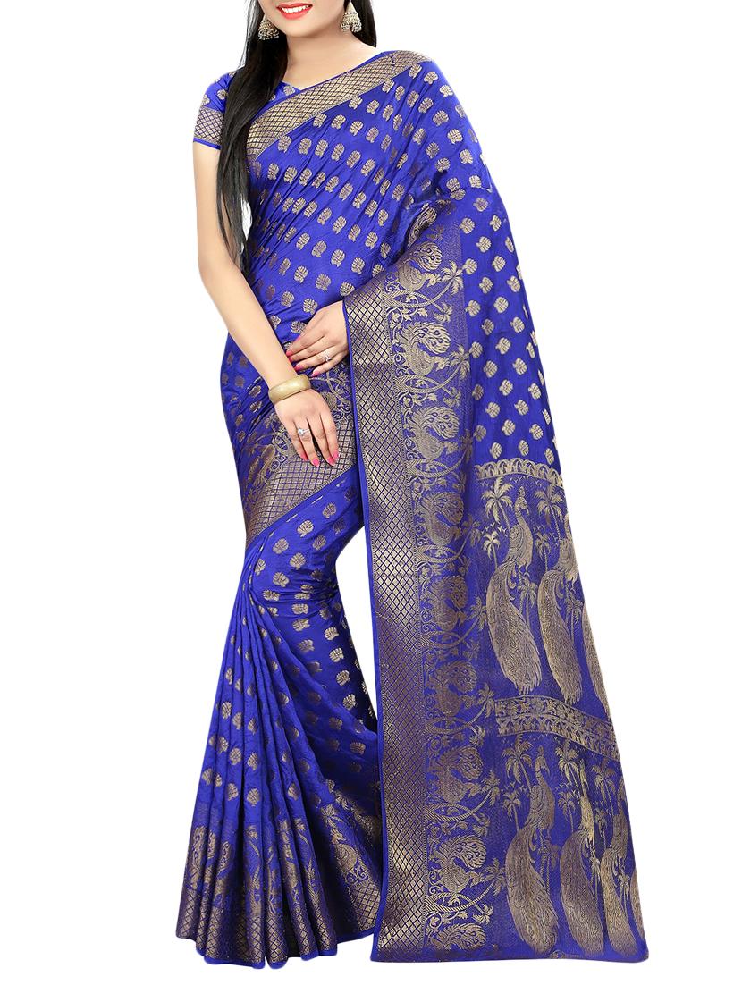 zari motif banarasi saree with blouse - 15504145 - Zoom Image - 0