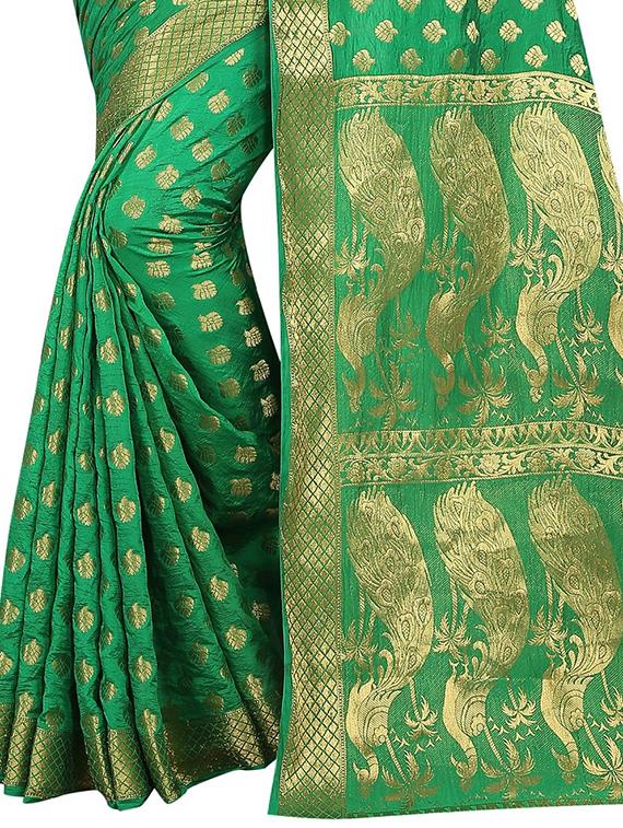 zari motif banarasi saree with blouse - 15504148 - Standard Image - 3