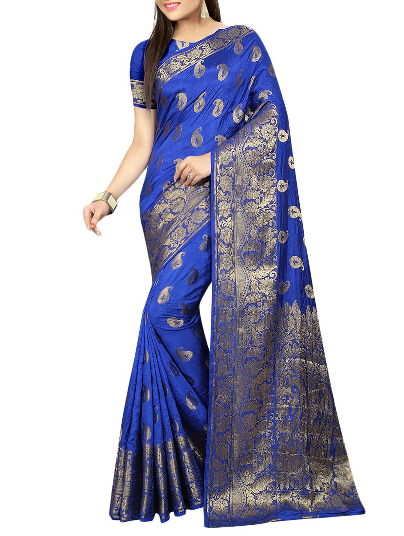 zari motif banarasi saree with blouse - 15504149 - Zoom Image - 0