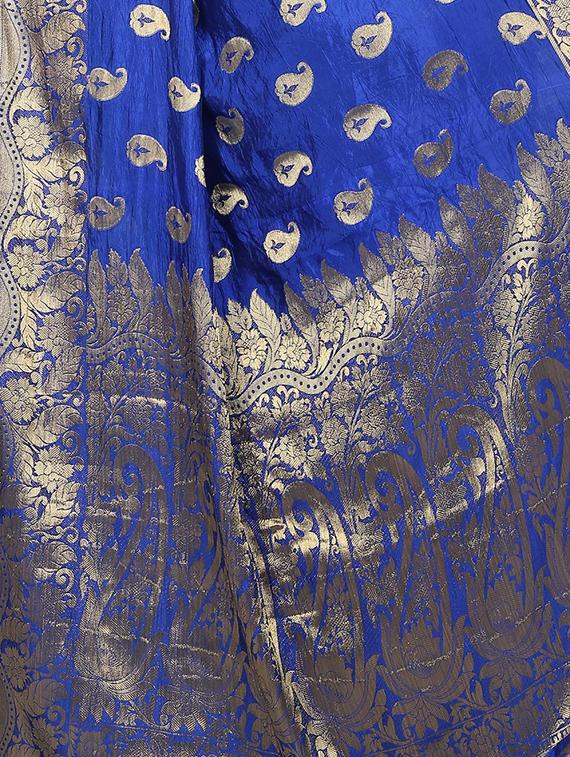 zari motif banarasi saree with blouse - 15504149 - Standard Image - 3